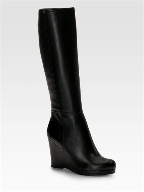 prada wedge boots black|nylon Prada boots women.